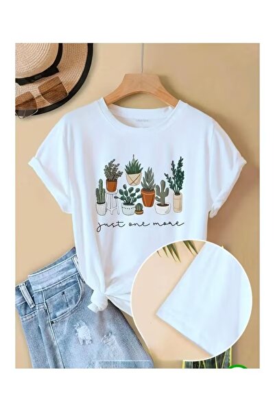 Massgai Unisex Potted Flower Daisy Printed Oversize 100% Cotton T-Shirt