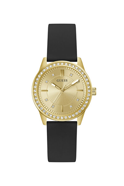 Guess Ladies Yellow Gold Tone Round Analog Watch