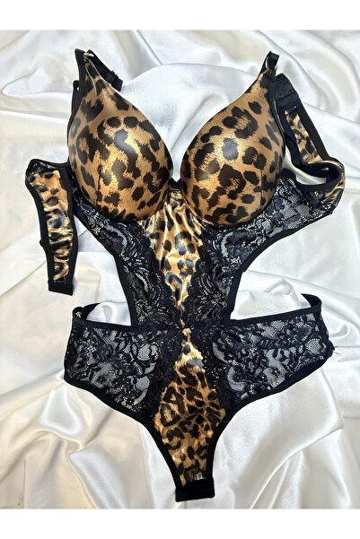 Fee Feminine LEOPAR DERİ DANTELLİ BODY SUIT