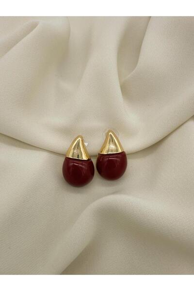 Junsui Kirke Gold Burgundy Steel Earrings – Non-Tarnishable, Water-Resistant,...