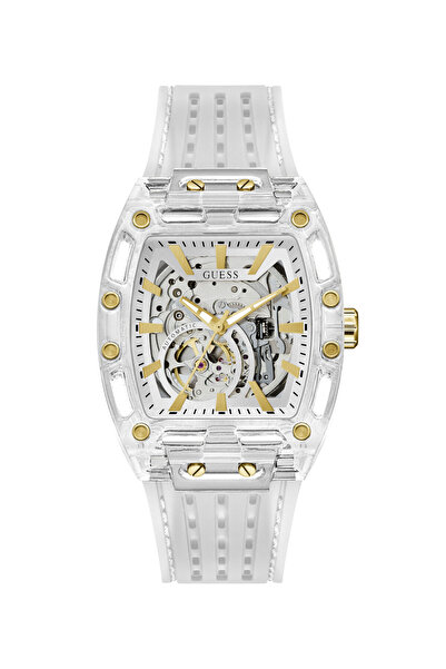 Guess Mens White Rectangle Watch