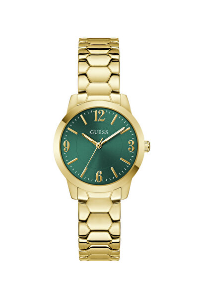 Guess Ladies Yellow Gold Tone Round Analog Watch