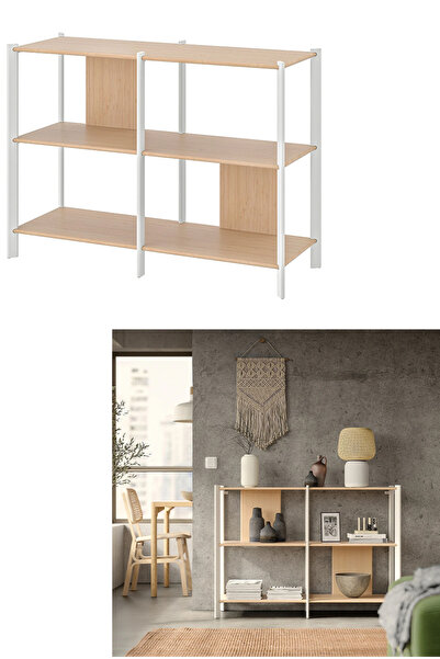 IKEA JÄTTESTA Açık Raf Ünitesi, Beyaz Bambu, 120x85 cm