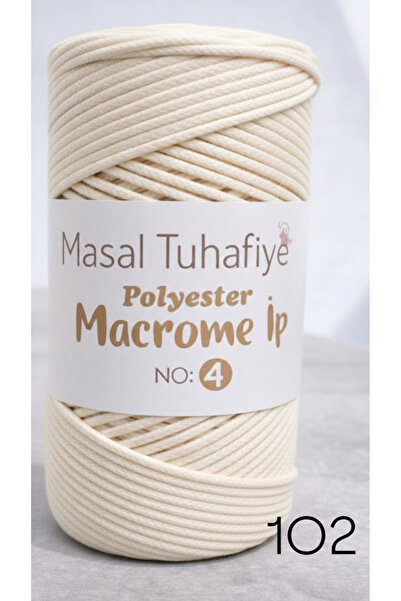 MASAL TUHAFİYE POLYESTER MACROME İP AÇIK KREM 102 NO:4 200 GRAM 1 ADET