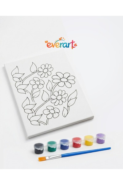 everart Çocuk Tuval Boyama Seti - Çocuk Gelişim,20x20 Tuval, Boya Seti, Fırça