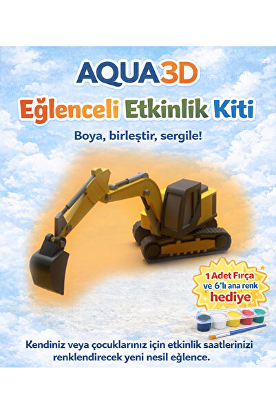 Aqua Eğlenceli Etkinlik Kiti - Ekskavatör (6'lı Boya ve Fırça Hediye)