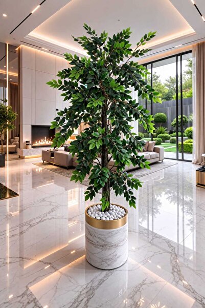 Altun Çiçekcilik Zeytin Ağacı 180 Cm Duz Yeşil Lux Metal Saksı Dahıl