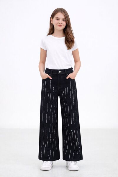 Bilge Trend PANTALONI DE BLUZĂ PENTRU FETE DIN BUMBAC CU PIETRE GALAXY