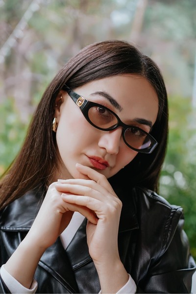 Stil Noktası Gg Black Frame Honey Color Glass Sunglasses