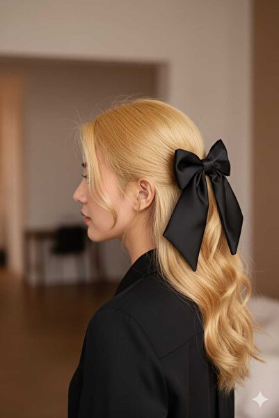 MAKSESUAR مشبك القوس التلقائي الأسود للمرأة