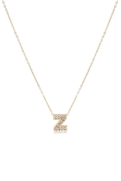 Mimoza Accessories Zircon Gold Letter Necklace - Minimal Letter Women's Necklace