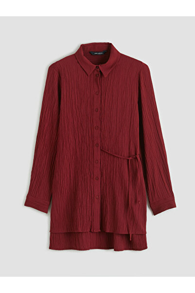 LC Waikiki New Season Burgundy Textured Gofre Women's Shirt Tunic from Güli̇s...