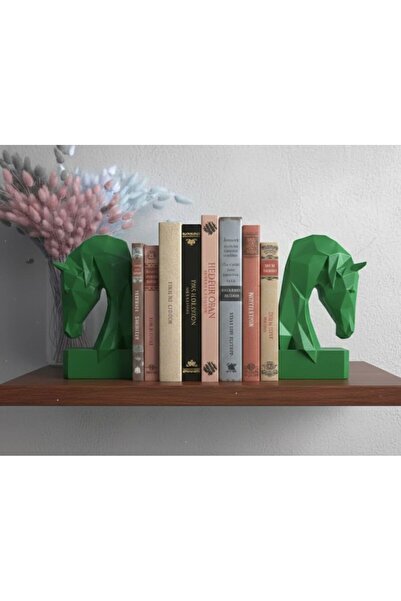 Mirsa Global Suport decorativ pentru cărți cu figurină cubică de cal, 2 bucăț...