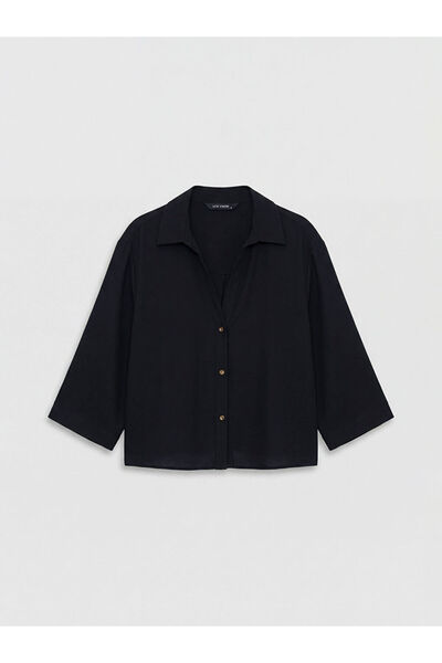 LC Waikiki NOUL SEZON DE LA GÜLİS GİYİM Cămașă neagră Over supradimensionat