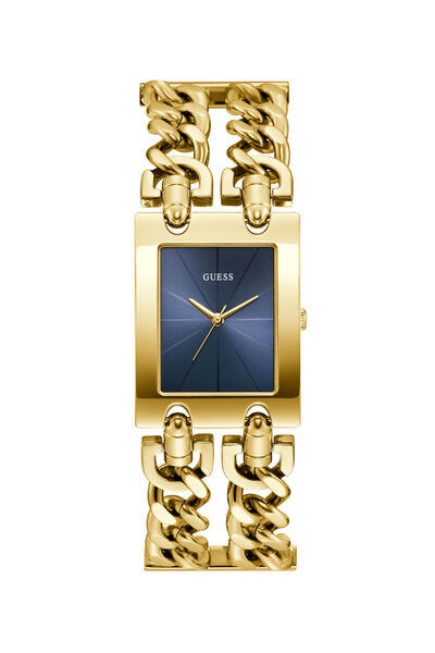 Guess Ladies Yellow Gold Tone Rectangle Analog Watch
