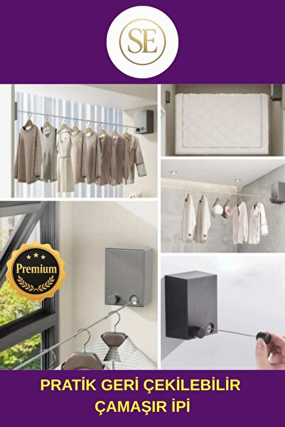 SERCAN ONLİNE +Pratik Geri Çekilebilir Çamaşır İpi İp Alan Tasarrufu Kompakt ...