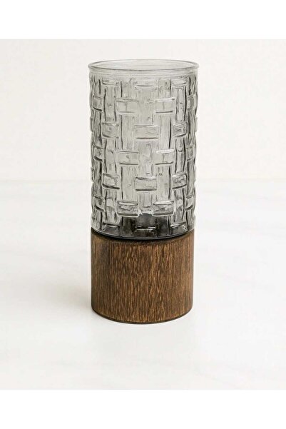 Home Glass Table Top Vase, 25X9 cm Square, Mosaic, Smoked Color Glass with Ac...