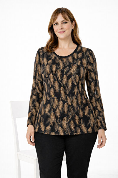 Mutlu City Women's Floral Patterned Round Neck Middle Age Mother Combed Cotto...