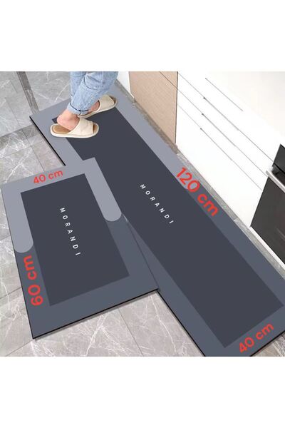 RSC MARKETİM 2 Adet 40x120 40x60 Su Emici Kaymaz Taban Banyo Paspası Seti Mut...