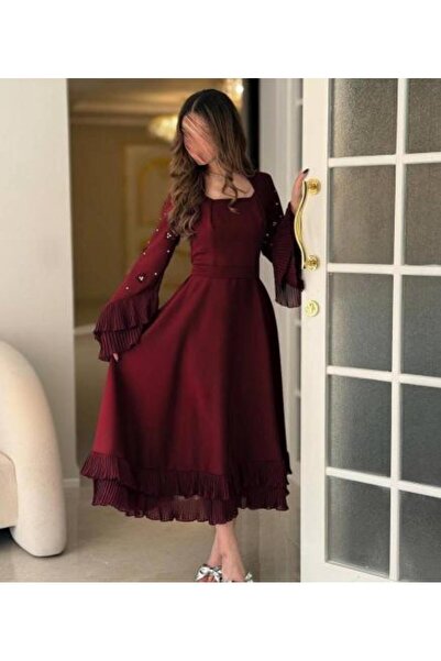 EVENTTANA Eventana soft burgundy midi dress for Eid