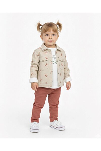 Ege Bebek Girl's Holiday Set with Linen Jacket and Trousers, 3-Piece Holiday ...