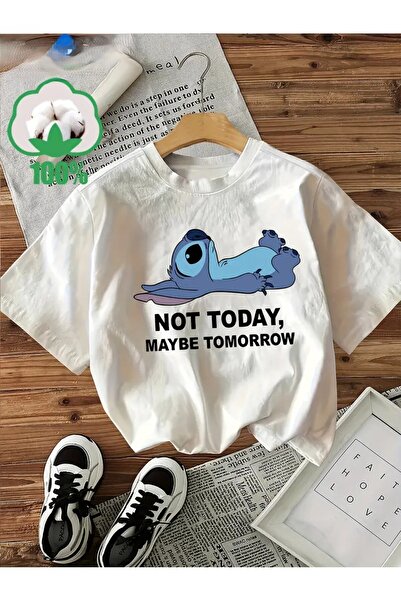 Massgai Unisex Stich Not Today Printed Oversize 100% Cotton T-Shirt