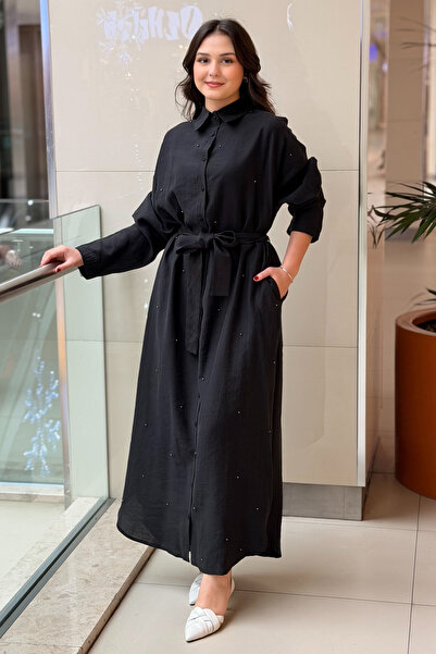 Ceremony Metal Çakma Detaylı Safari Gömlek Elbise