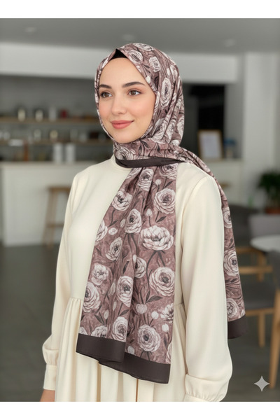 REMOMODA Patterned Floral Model Chiffon Shawl Italian Soft Shawl High Quality