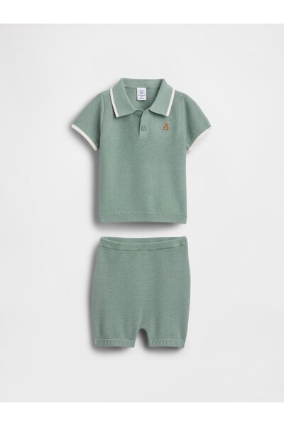 GAP Bebek Yeşil Triko Polo Outfit Set