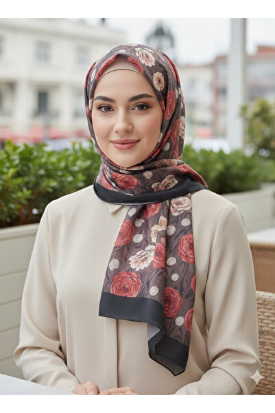 REMOMODA Patterned Floral Model Chiffon Shawl Italian Soft Shawl High Quality