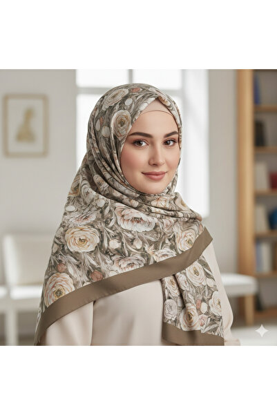 REMOMODA Patterned Floral Model Chiffon Shawl Italian Soft Shawl High Quality