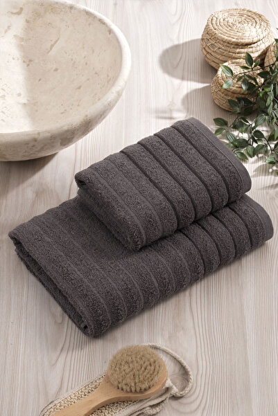 Elart Line Towel Set Cotton 2 Pieces (50X90 cm) Anthracite