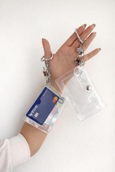 MyVelora El Yapımı Friends Clear Mini Wallet Keychain Set – Personalized Init...