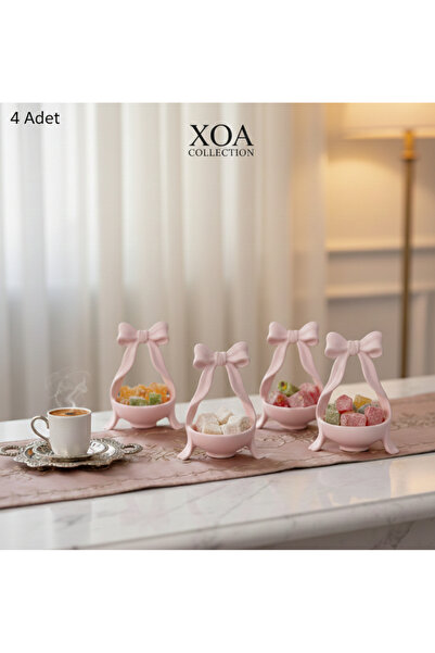 XOA Collection Mini Charm | 4'lü Fiyonk Figürlü Kahve Yanı Sunumluk Seti - Es...