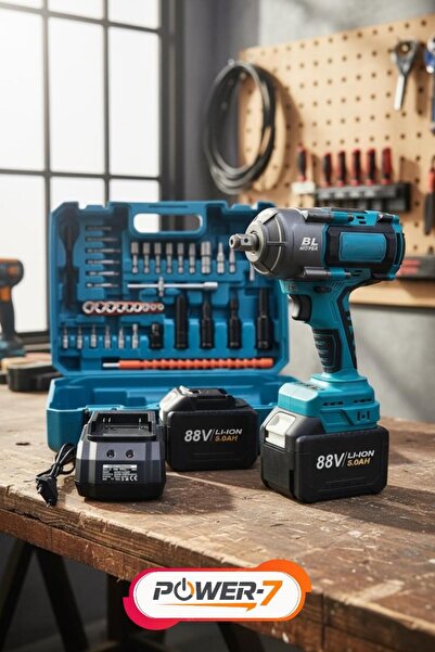POWER7 Profesyonel Seri BL Motor 88V Yüksek Torklu Akülü Somun Sıkma Seti 100...