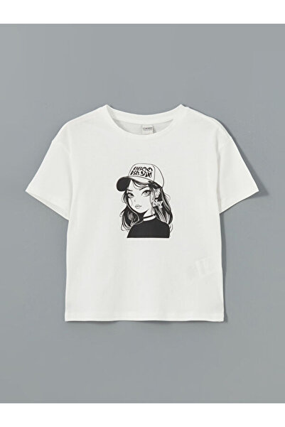 LC Waikiki منتجات فريزن ستور التي لا مثيل لها I تي شيرت بناتي مزين بالأحجار ع...