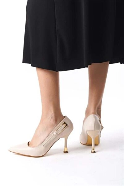 Difolia Γυναικεία παπούτσια Fascino Beige Δερμάτινα με τακούνι Stiletto