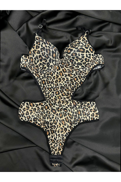 L&S LOVESECRET FANTEZİ TRANSPARAN LEOPAR DESENLİ BODYSUIT