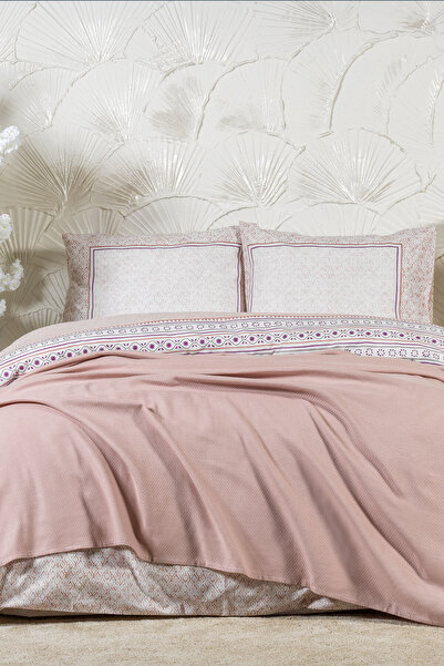Elart Angel Pike Double Bed 100% Cotton (200X220 cm) Dried Rose