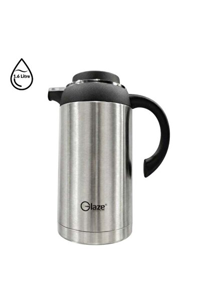 Glaze 1.6L Stainless Steel Thermos Flask, Push Button Lid, Strong Handle & No...