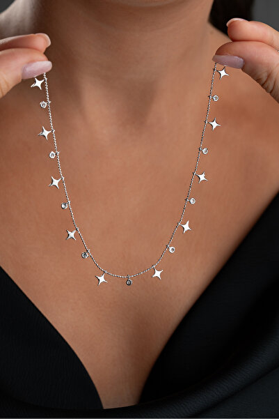 Silvano Jewelry 925 Ayar Gümüş Rodyum Kaplama Yıldız Model Özel Tasarım Şans ...