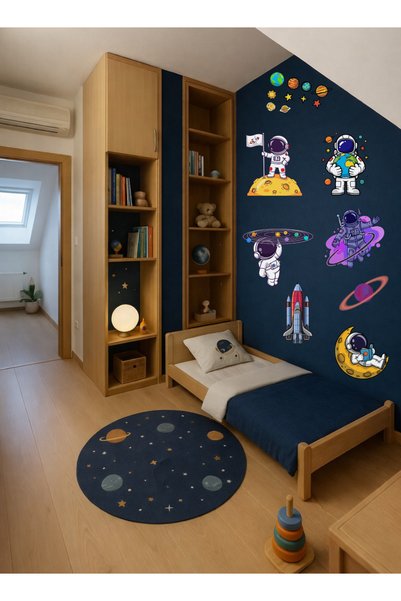 cyatelier Space Astronaut Kids Room Wall Sticker Rocket Planet Baby Kids Room Decorative Wall Ornament