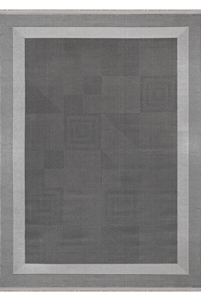 FLORA HALI Magnum Halı 2400 gr/m2 Tok Duruşlu Siyah Geometrik Dokulu Halı Doğ...