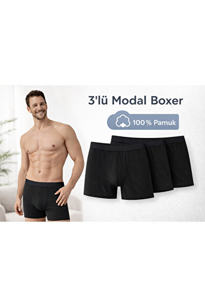SÜSEN LİNGERİE 3-Pack Men's Modal Boxers, 100% Cotton Men's Modal Boxers