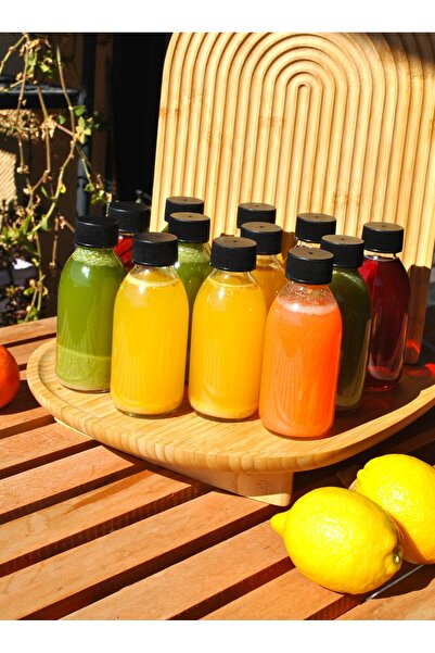 Qualitev 12 Pieces 150 ml Glass Detox Bottle with Leak-Proof Cap 150 Cc Trans...