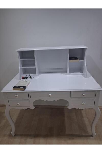 Bengi Ankara Mobilya Çalışma Masa ADN 90596 Parlak beyaz Lake 5 Çekmeceli Por...