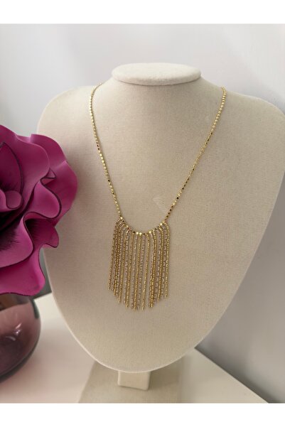 Elmira Jewelry Zarif Model Püskül Zincirli Taşlı Kolye