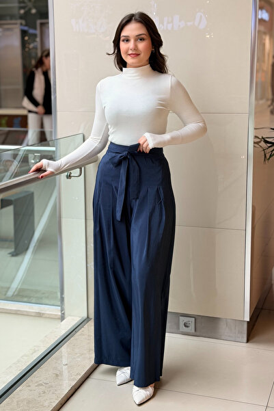 Ceremony Önü Pileli Beli Kuşaklı Dubai Pantolon