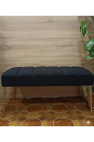 TEYİM 90x40 CM Yeni Nesil Lüks Metal Ayaklı Yarmalı Puf Koltuk