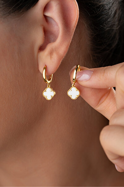 Silvano Jewelry 925 Ayar Gümüş Atın Kaplama Yonca Küpe